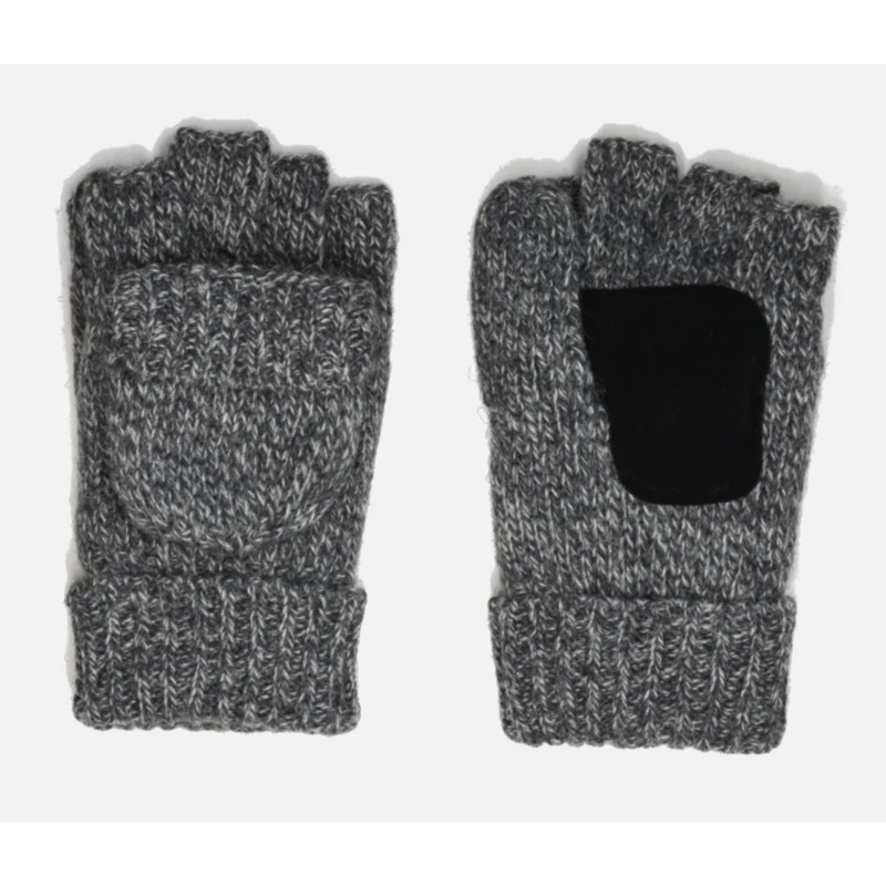Grey Marled Wool Fingerless Glove
