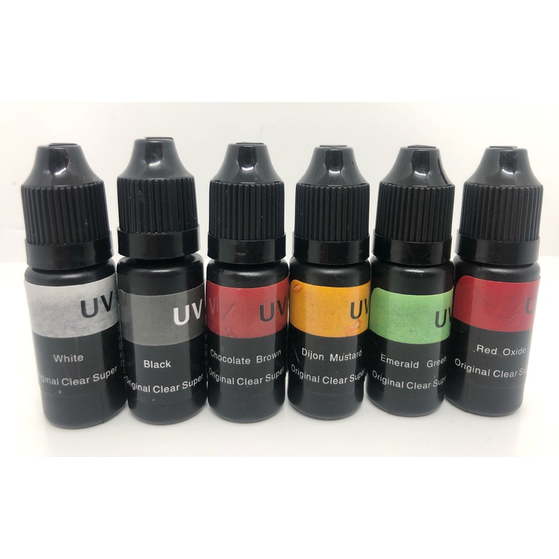 UV colored resin|Black|White|Brown|Mustard Yellow|Red|Green