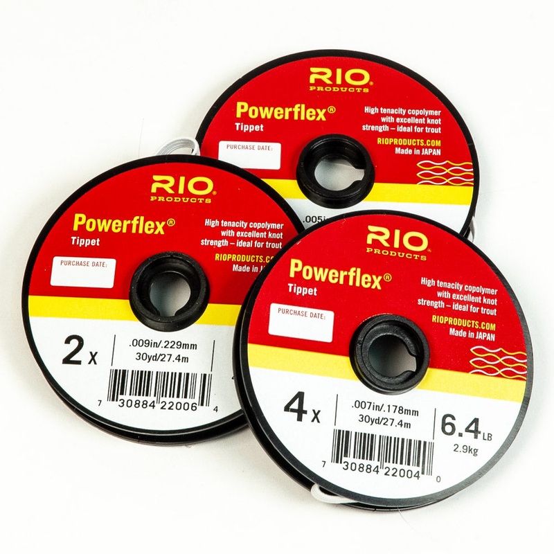 RIO Powerflex Tippet|1X, 13||2X, 10||3X, 8.2||4X, 6.4||5X, 5||6X, 3.4