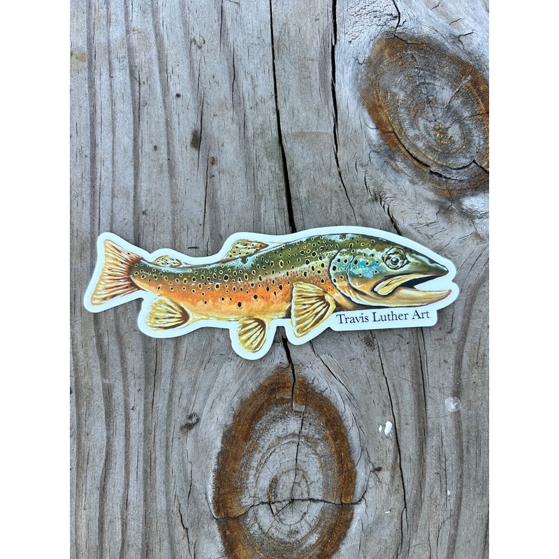 Travis Luther Art Brown Trout Sticker