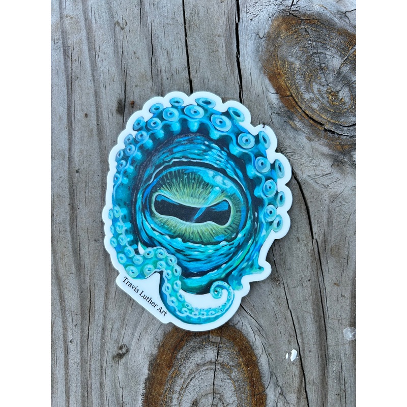 Travis Luther Art Octo Eye Blue Sticker