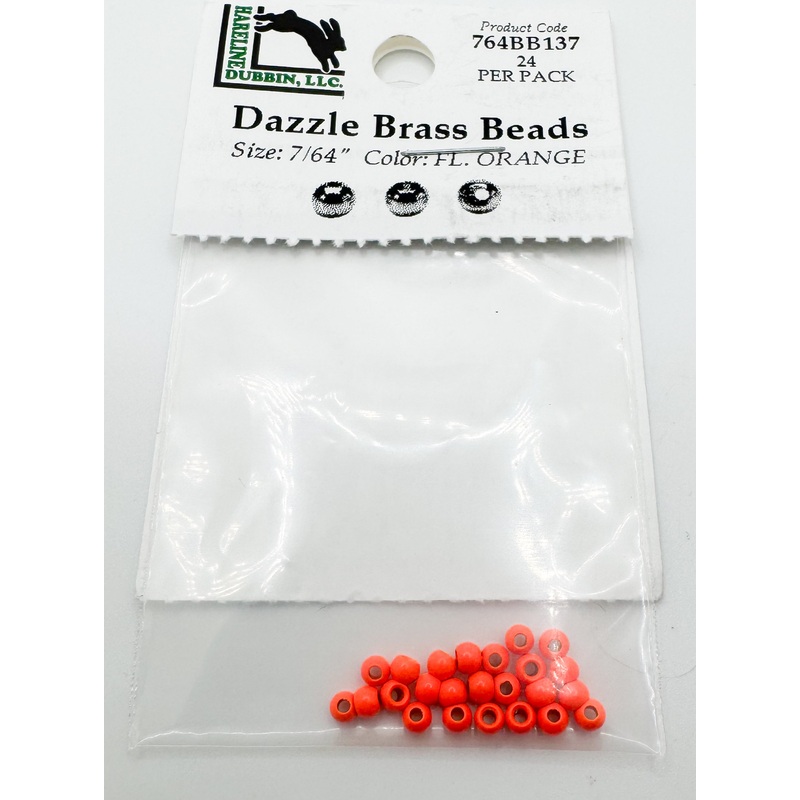 Dazzle Brass Beads Fl. Orange|3/32″|7/64″