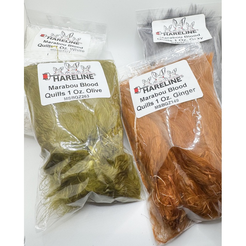 Strung Marabou 1 OZ.|Black|Olive|White|Red|Pink|Tan|Gray|Ginger