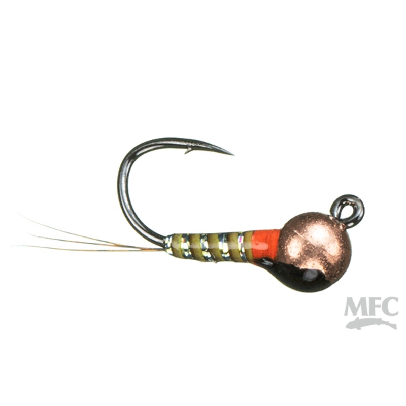 Jig Quill Rib Perdigon- Olive Pearl/ Fl. Orange (6-pack)