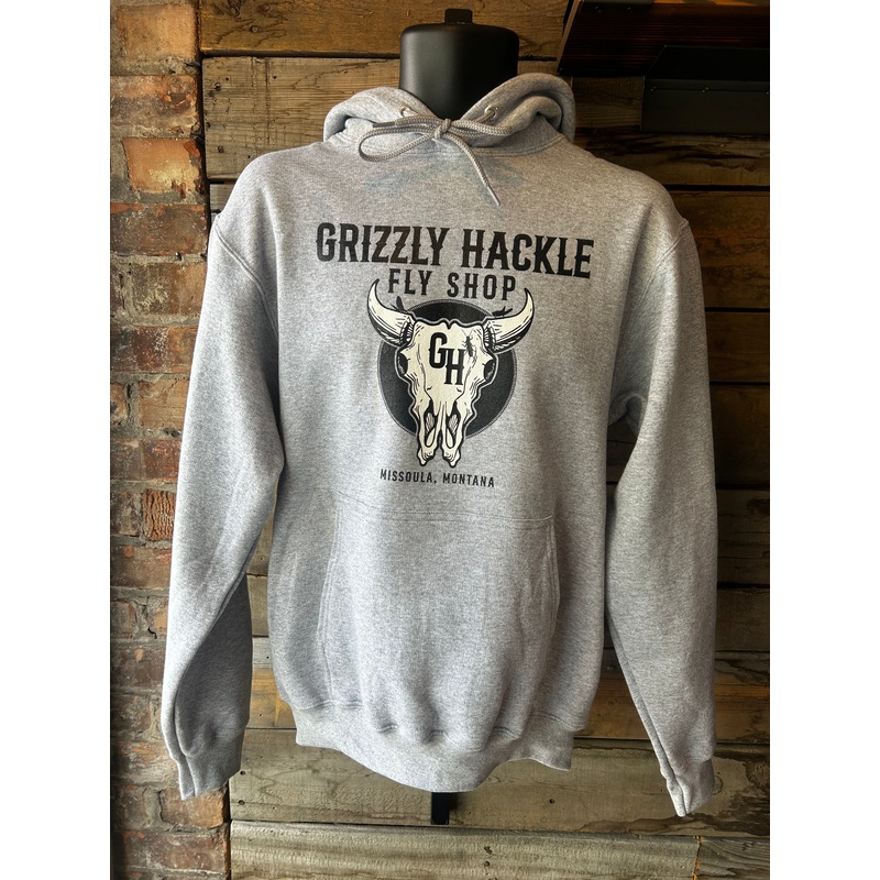 Grizzly Hackle Bison Hoodie|Heather Grey|Small|Medium|Large|X Large|XX Large