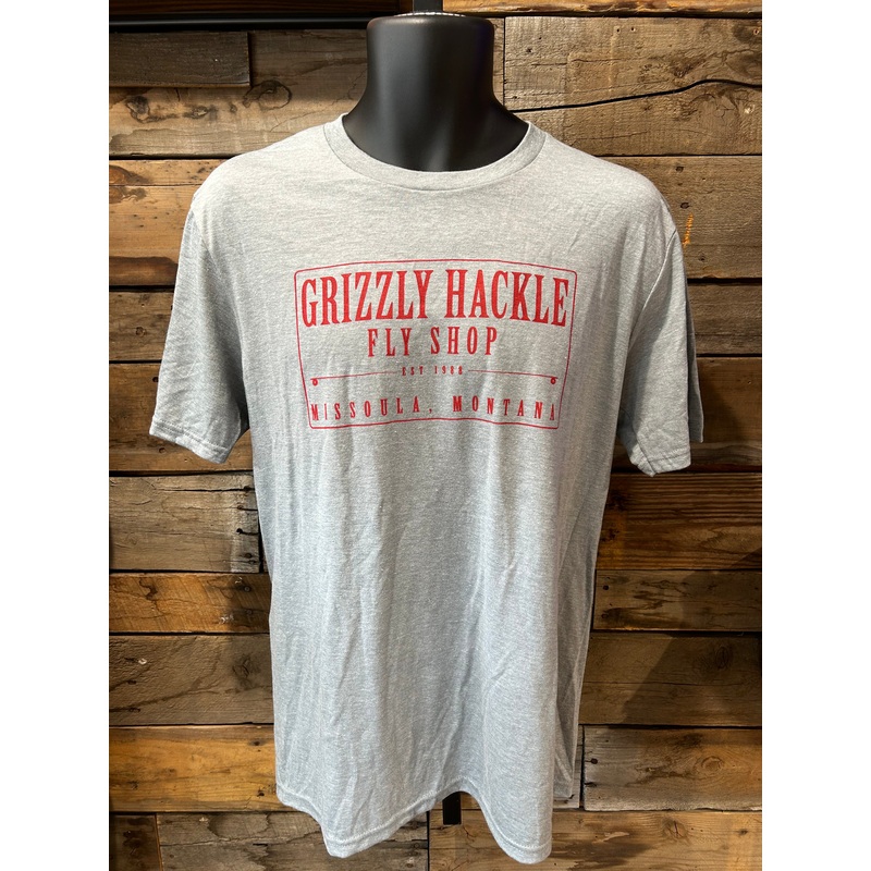 Grizzly Hackle Patch T-Shirt|Grey|Small|Medium|Large|X-Large|XX-Large