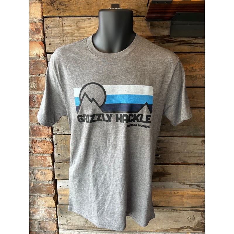 Grizzly Hackle Retro T-Shirt|Grey Heather|Small|Medium|Large|X-Large|XX-Large