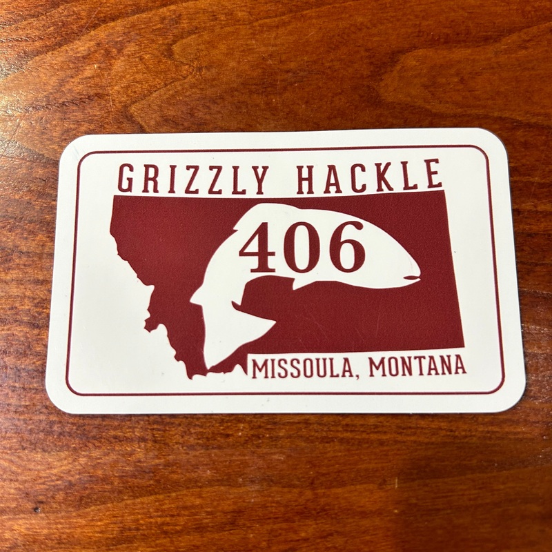 Grizzly Hackle Stickers- 406|2″x4″