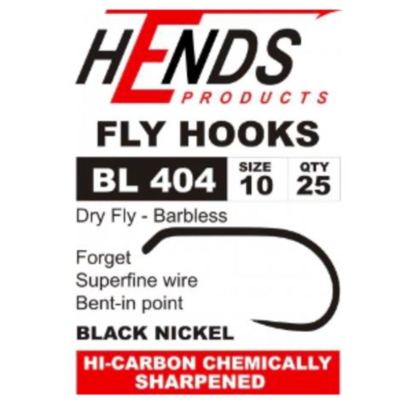 Hends Hook – BL404, Fine Wire Dry Fly – Barbless