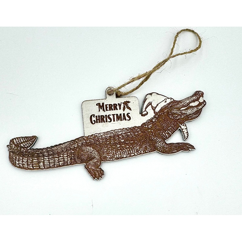 Wood Christmas Ornaments – Alligator Christmas