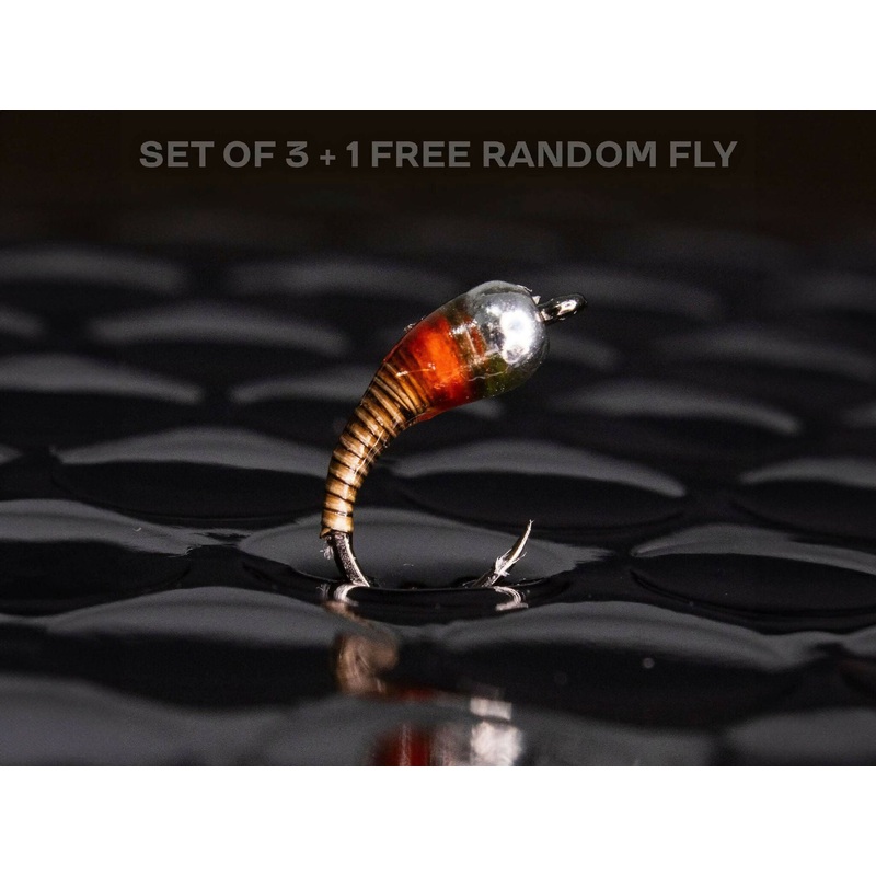 3 Orange midges + 1 FREE random fly