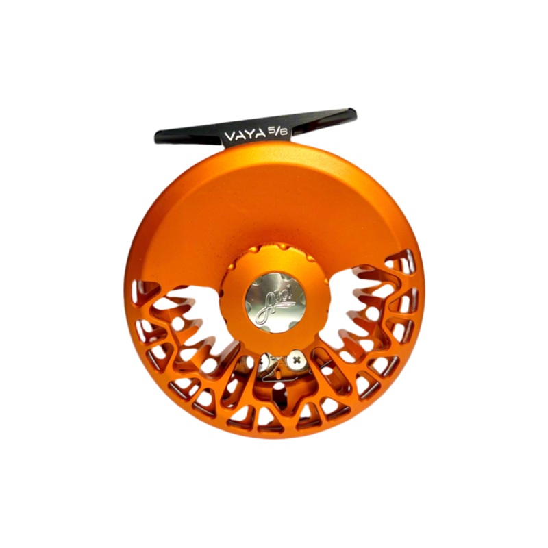 Abel Vaya 5/6 Reel, Satin Orange with Matching Drag Knob and Walnut Wood Handle