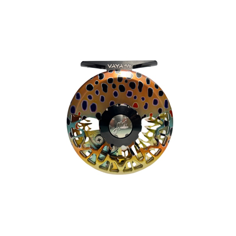 Abel Vaya Fly Reel with Native Brown Finish, Black Drag Knob and Ebony Wood Handle