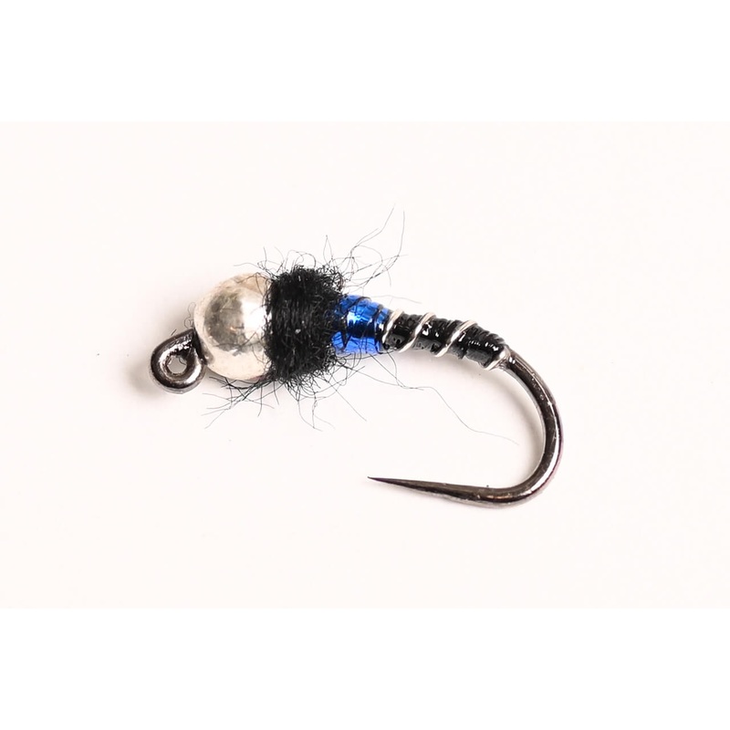 Tungsten Bead Head Euro Coper Zebra Blue Nymph Fly, 6-Pack