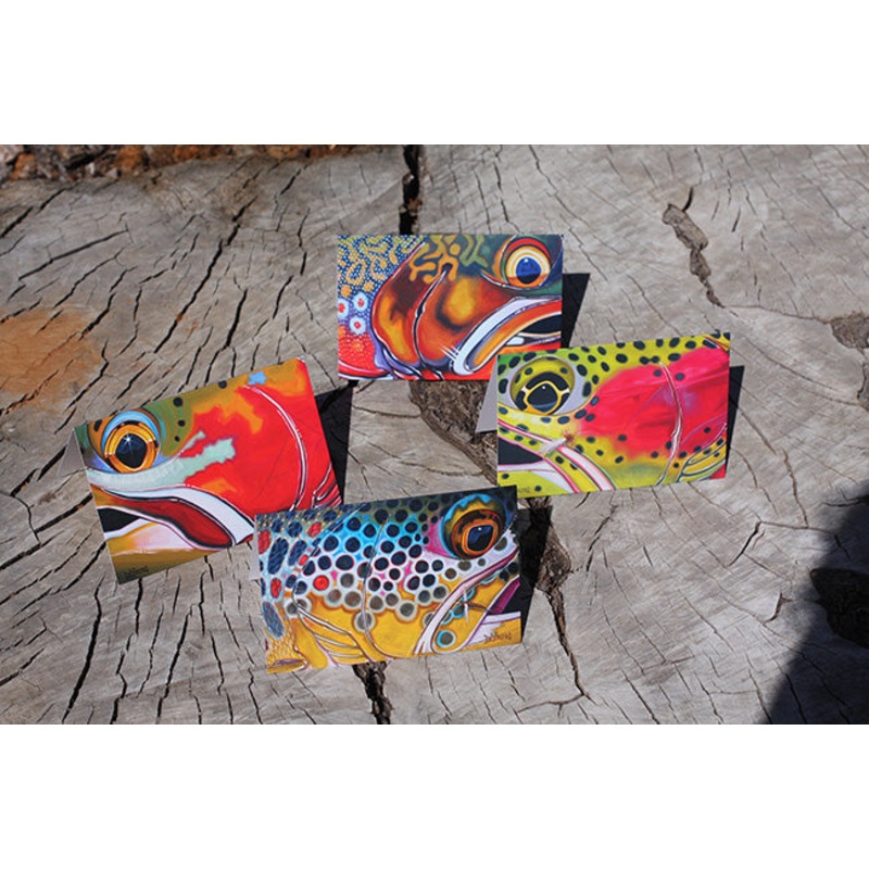 DeYoung Fish Face Notecards|Single|Pack|Rainbow|Brown Trout|Cutthroat|Brook Trout|Asst.