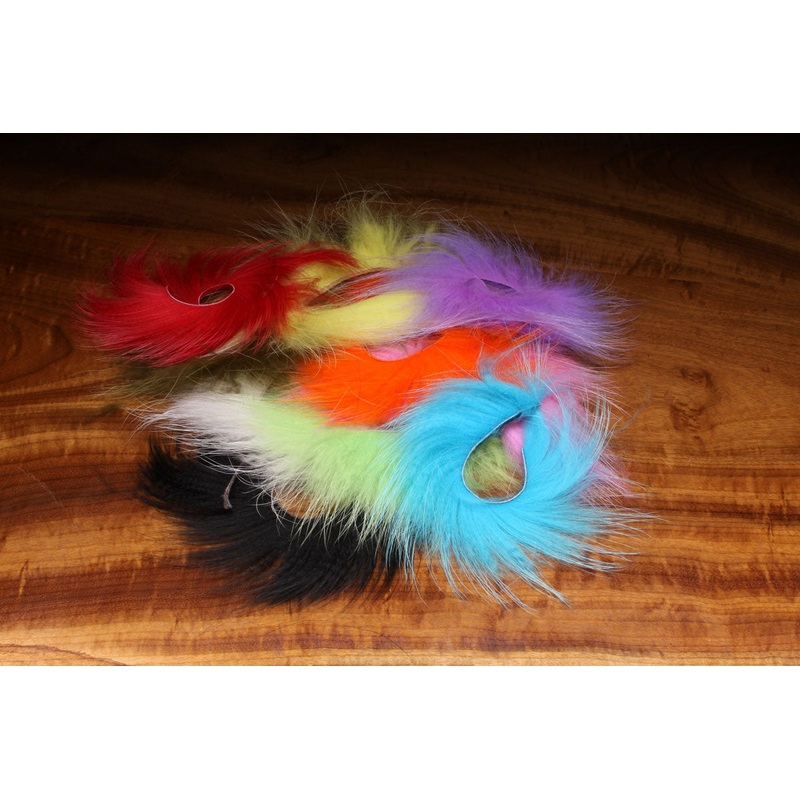 Hareline Finn Raccoon Zonker||11 Black||54 Chartreuse||199 Kingfisher Blue||263 Olive||289 Pink||298 Purple||310 Red||377 Natural White||383 Yellow||271 Orange