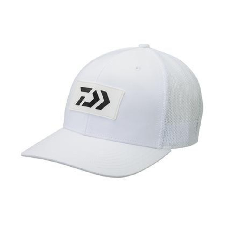 Daiwa D-Vec Rubber Patch Trucker Cap (White-Black)