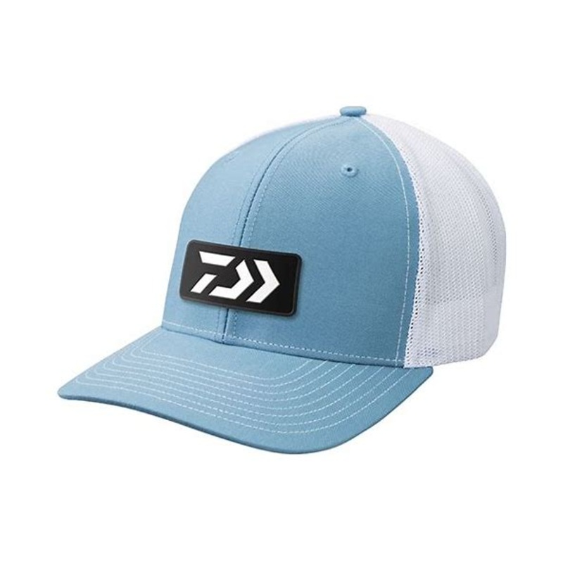 Daiwa D-Vec Rubber Patch Trucker Cap  (Light Blue and White)