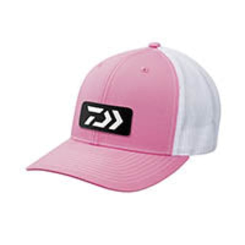 Daiwa D-Vec Rubber Patch Trucker Cap  (Pink-White)