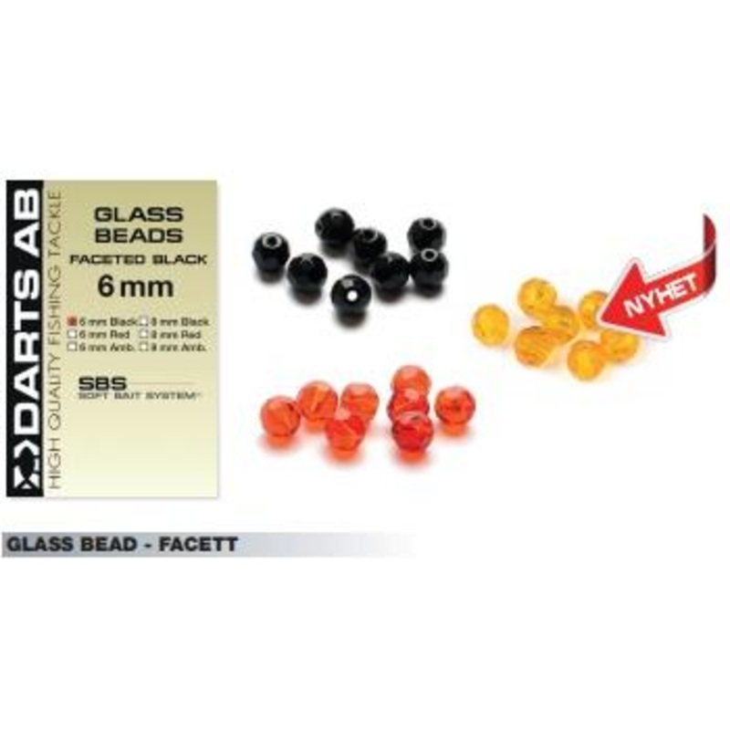 GLASS BEAD – FACETT|6mm|8mm|Rd|Svart