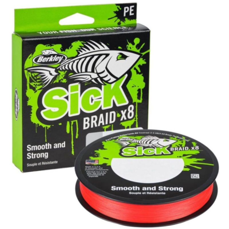Berkley Sick Braid Red 150m|0.06mm 5.4kg|0.19mm 18kg|0.23mm 23.6kg|0.29mm 26.4kg|0.33mm 38.1kg