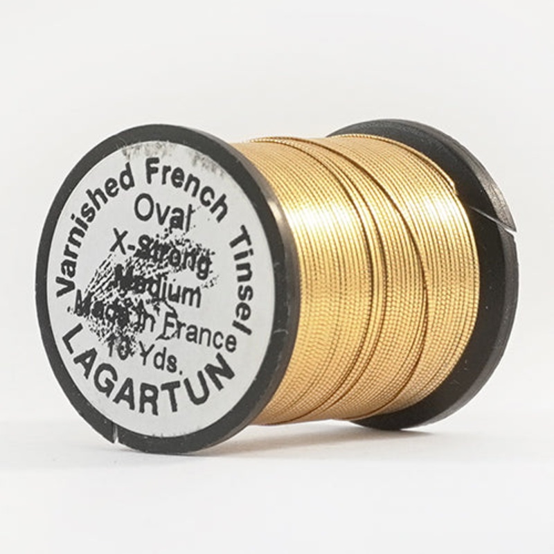 Lagartun Varnished French Tinsel Oval X-Strong Medium – 10 yds