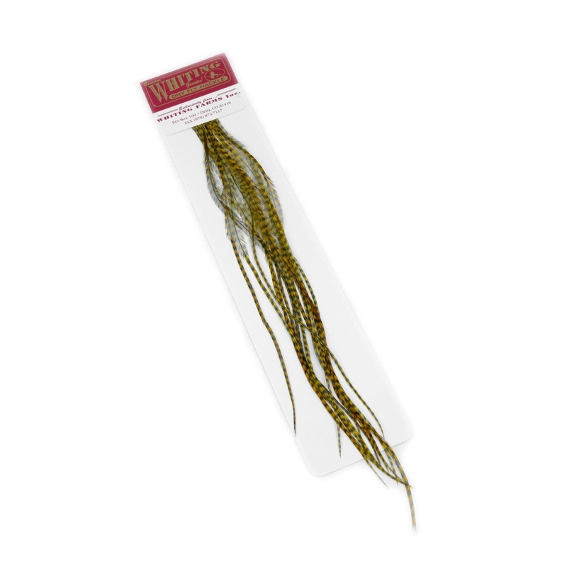 Whiting – 100 Fly Pk Hackle – Hgkvalitativa Fjdrar – Grizzly Dyed Olive