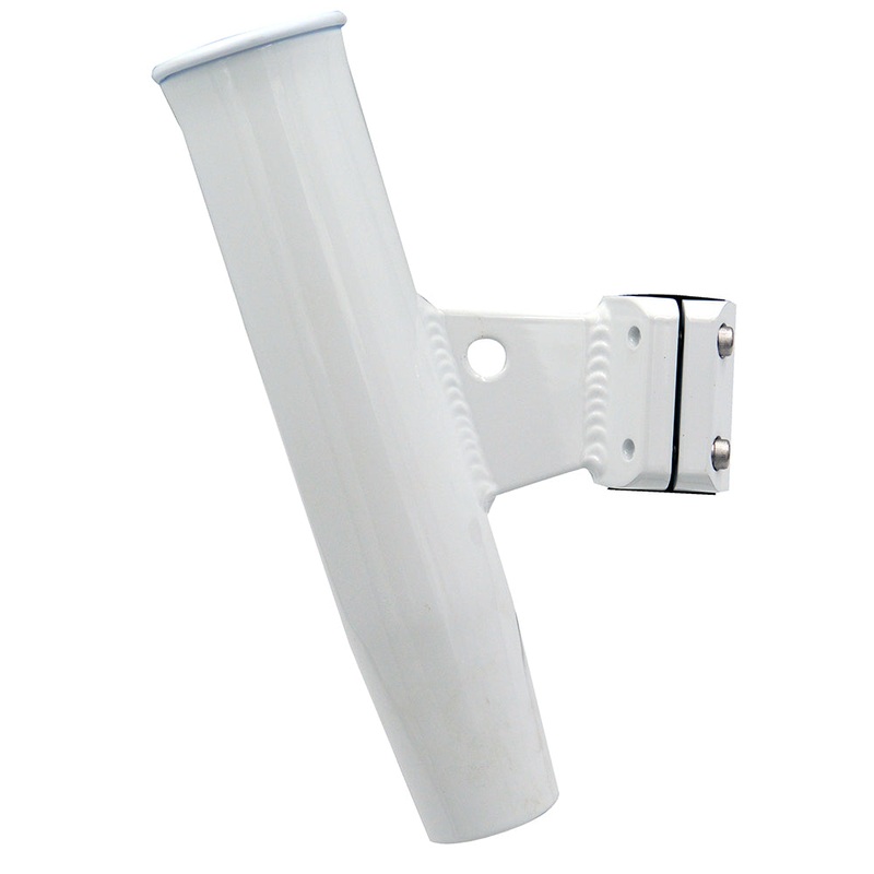 C.E. Smith Aluminum Vertical Clamp-On Rod Holder 1-5/16 OD White Powdercoat w/Sleeve [53716]