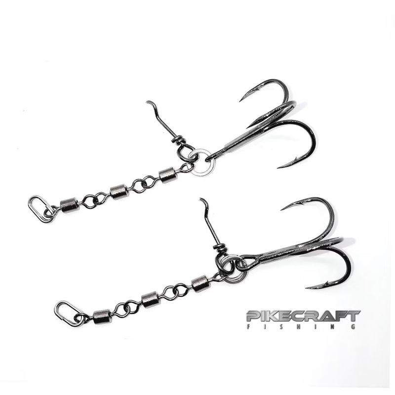 Pikecraft 3-Fach Wirbel Stinger Rig M (1/0 – 2/0 – 3/0) – 2 Stck