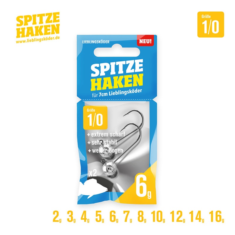 Spitze Haken 1/0|2 g|3 g|4 g|5 g|6 g|7 g|8 g|10 g|12 g|14 g|16 g