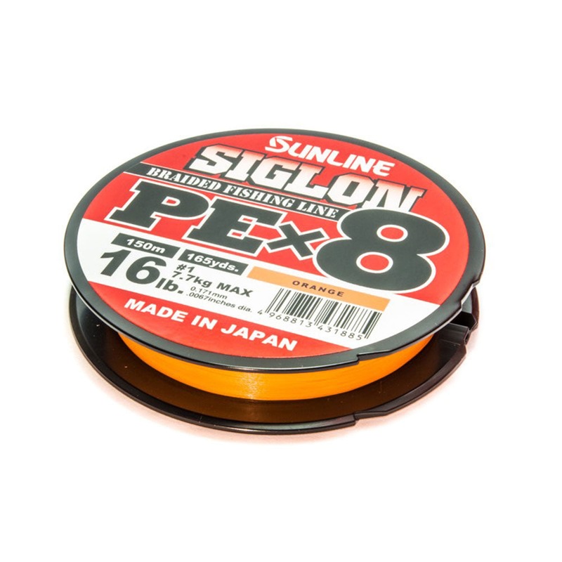 Siglon PE X8 (Orange) / 150 m|0.108 mm / 2.9 kg / 6 lb|0.121 mm / 3.3 kg / 8 lb|0.132 mm / 4.5 kg / 10 lb|0.153 mm / 6.0 kg / 12 lb|0.171 mm / 7.7 kg / 16 lb|0.187 mm / 9.2 kg / 20 lb|0.209 mm / 11 kg / 25 lb|0.223 mm / 13 kg / 30 lb|0.242 mm / 15.5 kg /