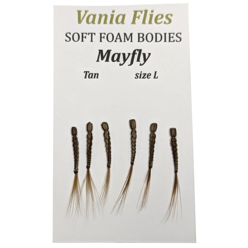 mayfly tan Vania – Mjuka skumkroppar – Flugbindningsmaterial