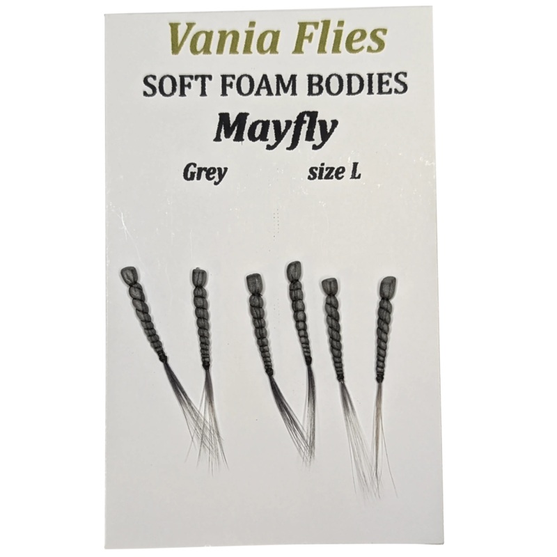 Vania Mayfly Grey – Mjuka skumkroppar Flugbindningsmaterial