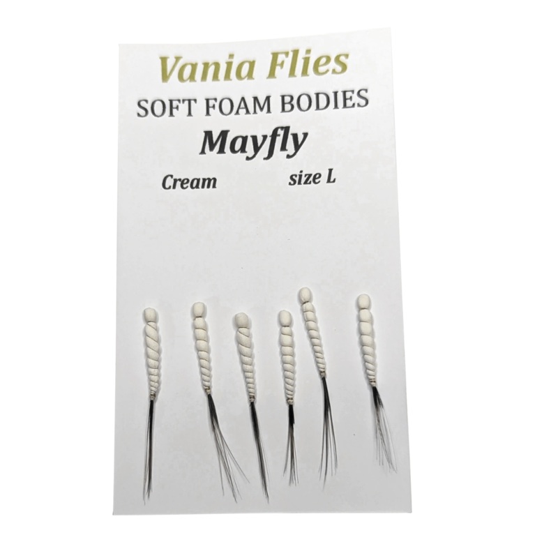 Vania Mayfly White – Mjuka skumkroppar – Flugbindningsmaterial