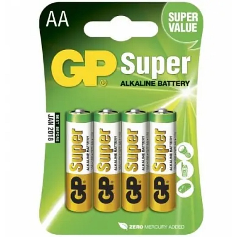 AA GP Super LR6 Alkalisk 4-Pakk