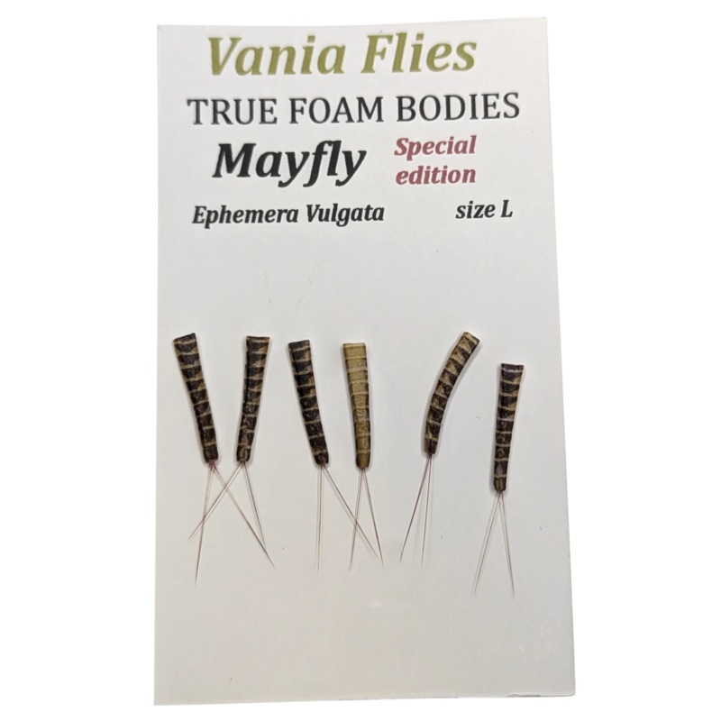 Vania Ephemera Vulgata mayfly – true foam bodies – Fluebindemateriell