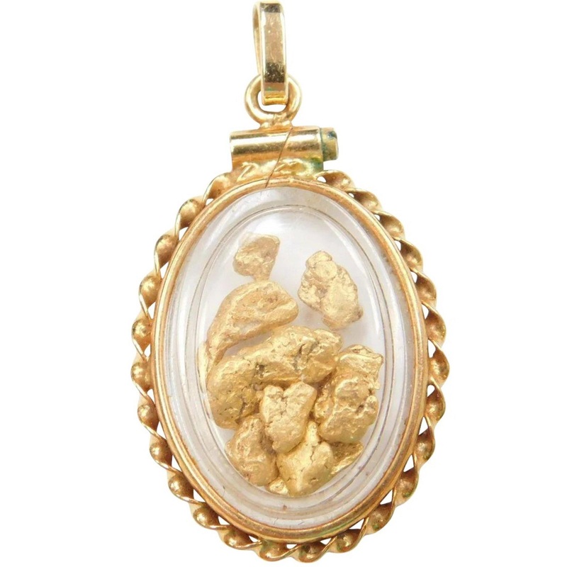 Oval smykkeinfatning for gull