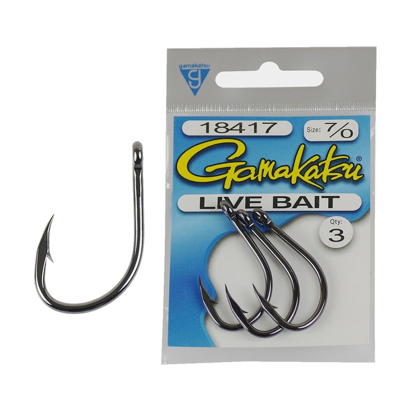 Gamakatsu Live Bait Hooks||4/0 – 4pk||5/0 – 4pk||6/0 – 3pk||7/0 – 3pk||8/0 – 2pk