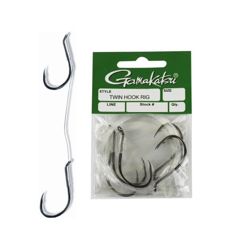 Gamakatsu Twin Hook Rig||4/0-5/0 40lb||5/0-6/0 40lb||6/0-7/0 60lb||7/0-8/0 60lb