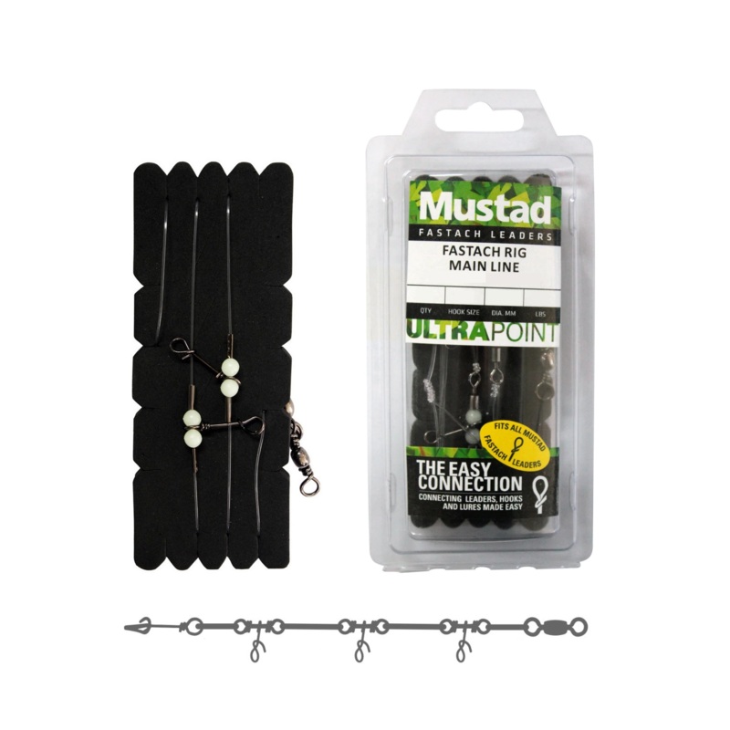 Mustad Fastach Rig Mainline|180cm 15lb|210cm 20lb|110cm 30lb