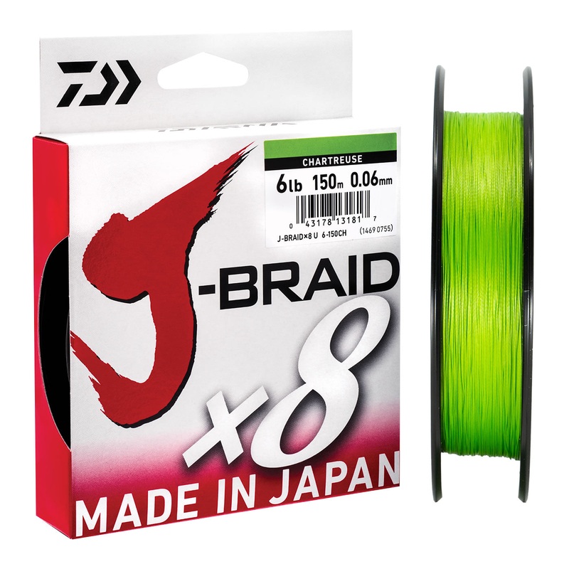 Daiwa J-Braid X8 Braid 300m Chartreuse Colour